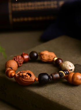 原创设计橄榄核无相佛多宝手串搭配沉香坨骨凤眼佛珠手链