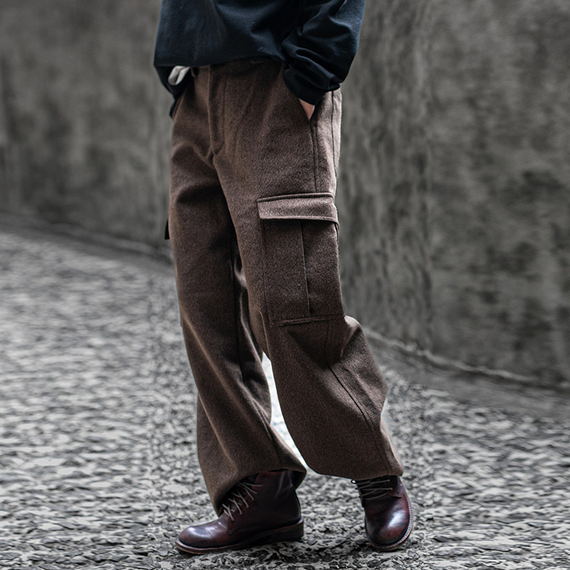 神识麒骥*苦味心好多 双色秋冬极简羊毛混纺肌理感休闲直筒长裤,淘宝优惠券,粉丝福利购,淘宝优惠卷