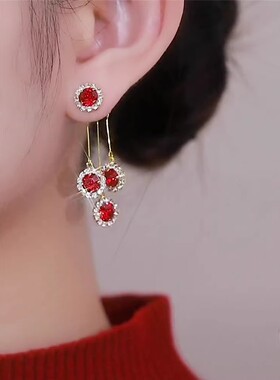 喜庆甜美925银针女水晶精致