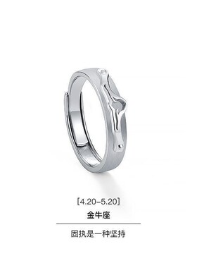 日韩复古十二星座藏银戒指男女个性开口饰品冷淡风单身戒情侣指环
