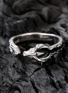 国潮复古黑龙泰银戒指