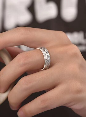 国潮中国风祥云泰银戒指