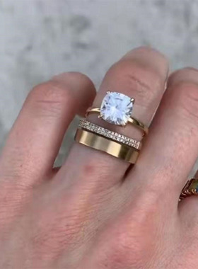 钛钢拉丝复古哑光戒指