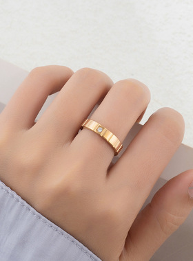 时尚情侣对戒冰块镶钻戒指钛钢小众设计简约男女戒指送礼物生日