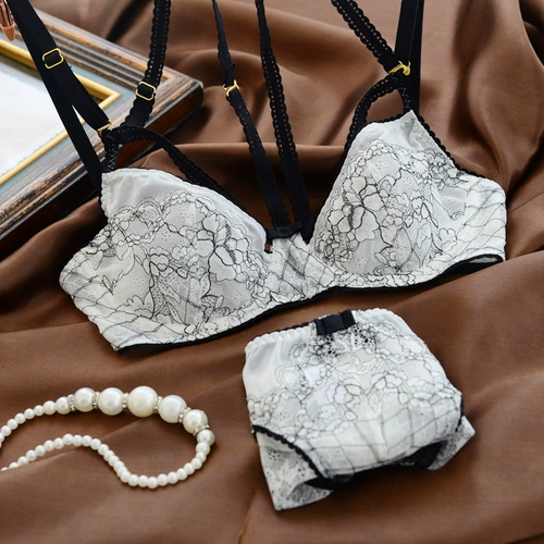 Ультратонкий прозрачный бюстгалтер, нижнее белье, тонкий комплект, сексуальный кружевной ремень, трусы