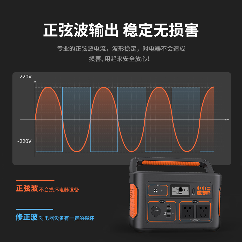 电小二户外电源700Wh大容量220V移动电源自驾露营充电停电