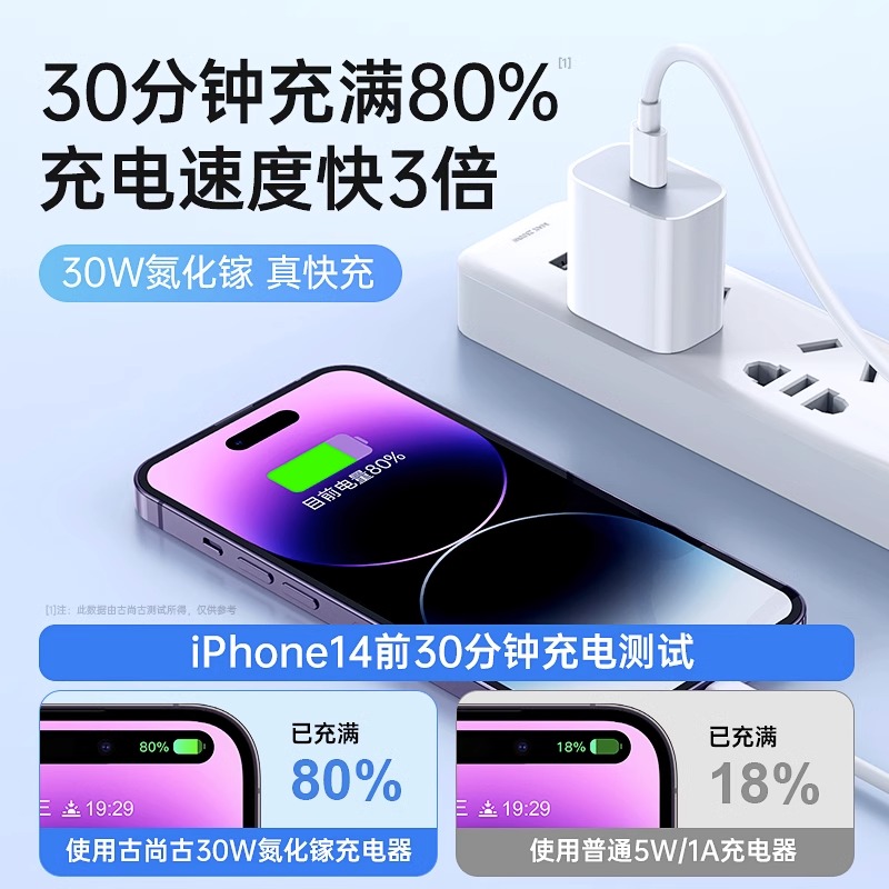30w快充适用iphone苹果15充电器头14promax数据线套装pd20插头13手机ipad通用12正品11plus专用官方typec一套