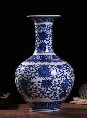 景德镇陶瓷花瓶 中式青花瓷器仿古客厅家用插花花瓶 家居装饰摆件