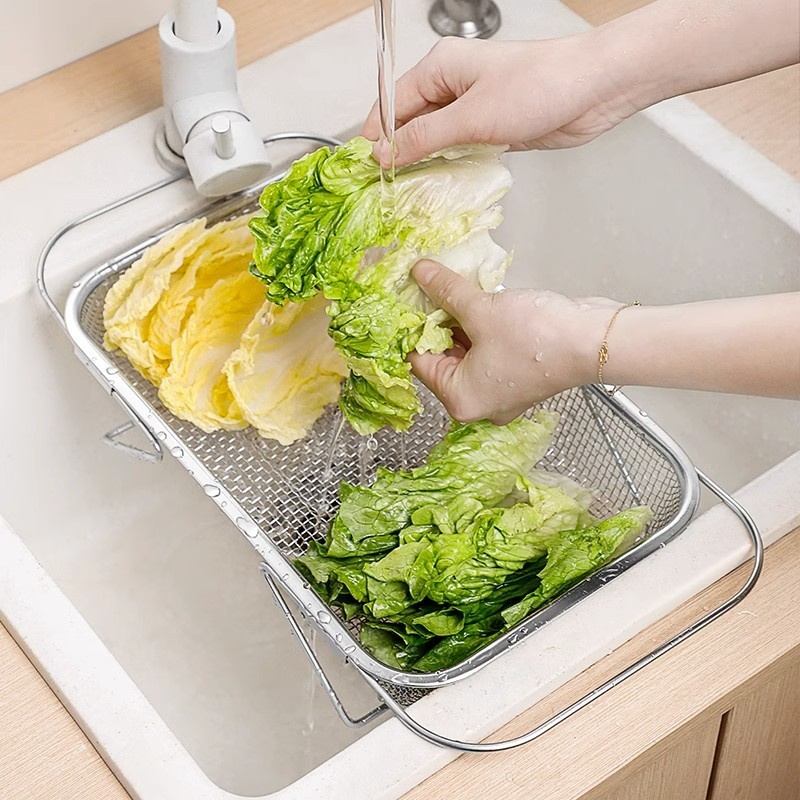 可伸缩水槽沥水篮不锈钢洗菜盆置物架厨房水池沥水架洗碗池沥碗架 - 图0