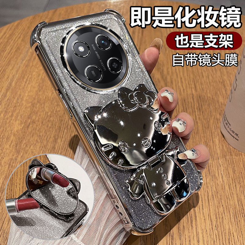 适用华为荣耀X60手机壳x60pro保护硅胶套BRC一AN00自带镜头膜全包BRP气囊防摔honor透明软女新款可爱支架镜子 - 图0