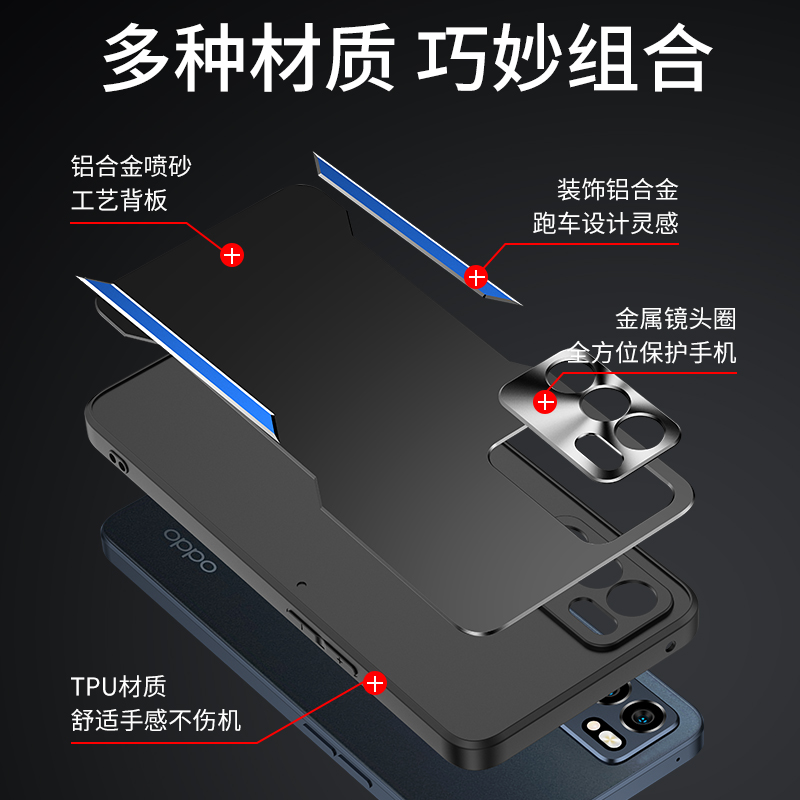 opporeno6pro十手机壳reno6por金属5G保护硅胶套oppo全包oppreno防摔0pp0加磨砂软proplus硬壳opooreno男女薄 - 图3