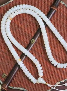 天然和田玉白玉直切老型珠手串