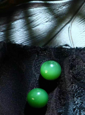 天然和田玉散珠碧玉菠菜绿圆珠子