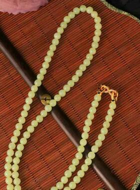 天然黄玉手串圆珠若羌黄口料手链