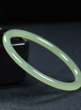 2026新款和田玉手镯女款晴水绿玉镯子细圆条叮当镯少女玉镯子年轻