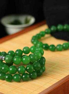 天然和田玉碧玉阳绿项链手链
