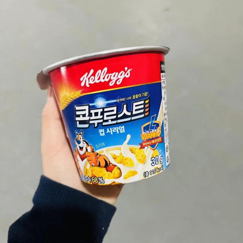 韩国进口食品Kelloggs家乐氏K早餐玉米麦片40g桶装冲泡即食速食-图2