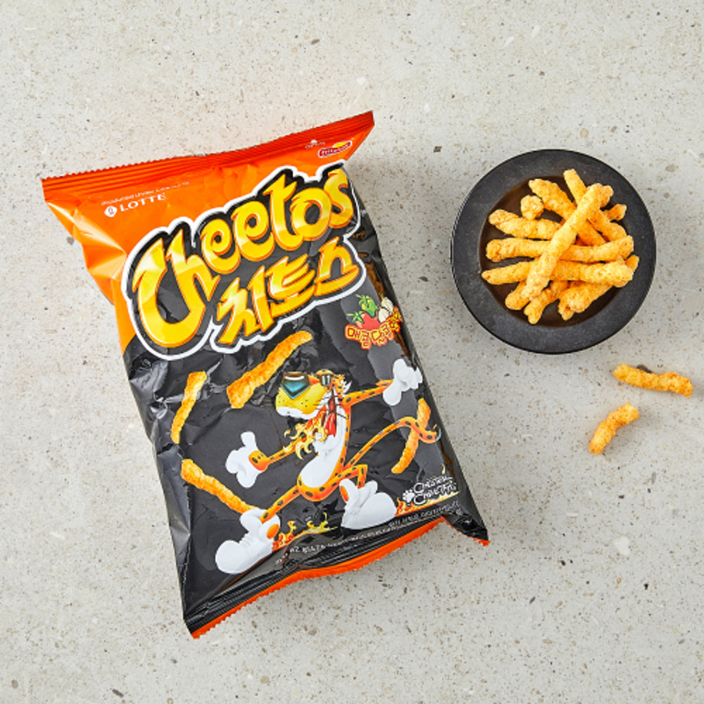 韩国进口零食乐天cheetos起托斯甜辣味膨化办公室休闲食品88g袋装 - 图0