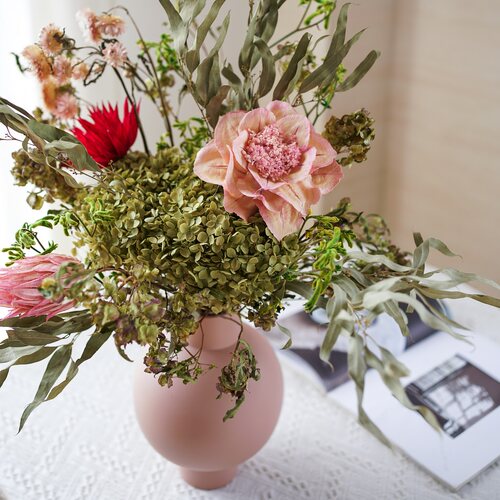 天然真繁花绣球尤加利叶小麦金黄色田园风diy花艺套装餐桌装饰花 - 图1