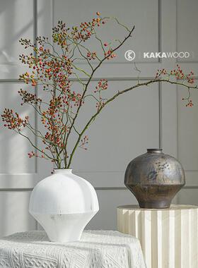 日式侘寂圆钵花器高端插花神器