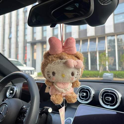 三丽鸥宝宝凯蒂猫汽车车挂可爱卡通毛绒汽车挂件车载新车礼物 - 图3