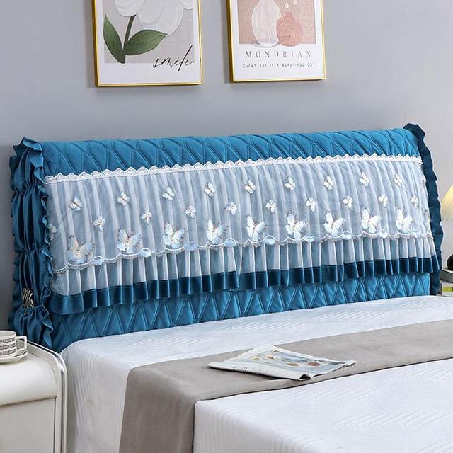 New Princess Bedside Cover Full-cover Backrest Integrated Dust Cover High-end Lace Cover Fabric Bedside Cover