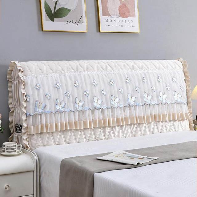 New Princess Bedside Cover Full-cover Backrest Integrated Dust Cover High-end Lace Cover Fabric Bedside Cover