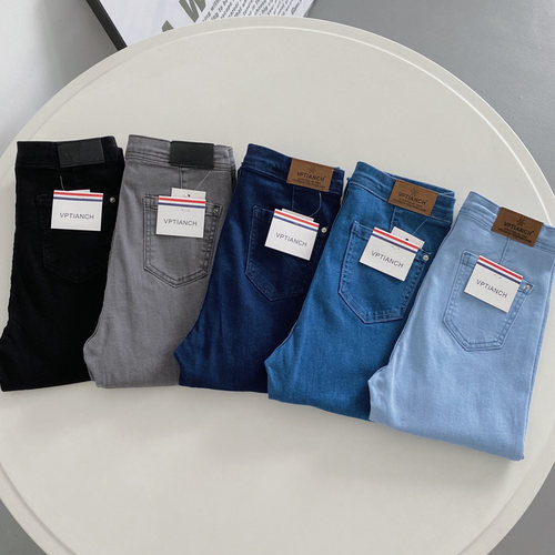 2025秋季新款修身高腰牛仔裤高弹力紧身显瘦提臀加绒小脚裤长裤 - 图2