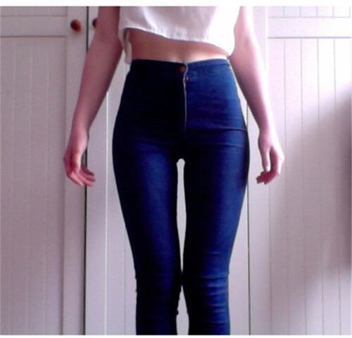 2025秋季新款修身高腰牛仔裤高弹力紧身显瘦提臀加绒小脚裤长裤 - 图0