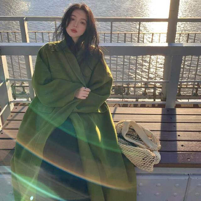 酒午自制【掩冬】港风复古秋冬季100%羊毛呢子大衣长款双面呢外套