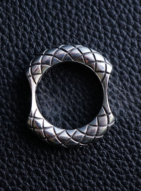 纯银编织手工复古做旧丝巾扣戒指