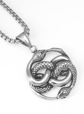 钛钢蛇型男项链不锈钢