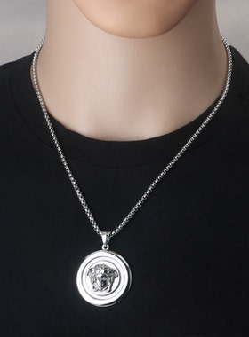 不锈钢时尚个性简约百搭古希腊神话人物美杜莎吊坠钛钢男女款项链