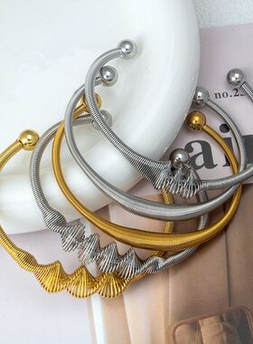 弹簧手镯手环不锈钢时尚潮流女