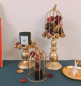 法式乡村蕾丝鸟笼铁艺蜡烛灯纸杯