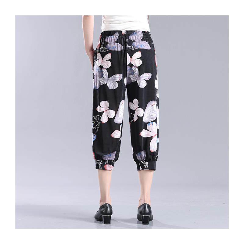 老年人奶奶冰丝九分裤七分女灯笼中裤花裤子中老年妈妈夏薄高弹力,淘宝优惠券,粉丝福利购,淘宝优惠卷