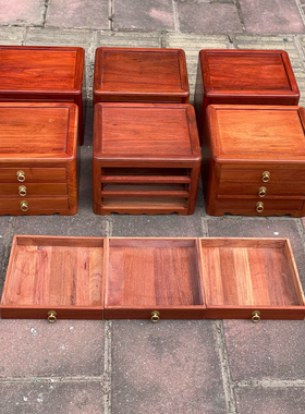 缅甸花梨普洱茶盒实木茶饼收纳盒红木分茶盘茶叶收纳架抽屉储藏柜