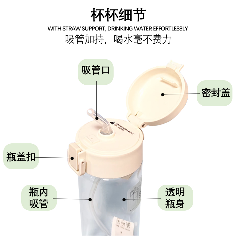 MINISO名创优品爱喝水系列弹盖提手TRITAN杯简约运动茶隔吸管水杯 - 图3