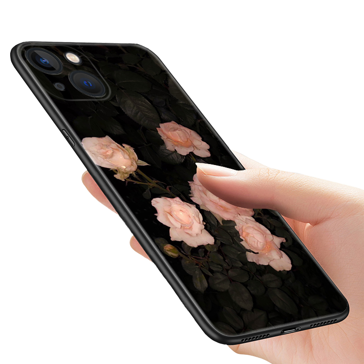 适用苹果13/iPhone11/12pro/XR/xsmax硅胶玫瑰花复古冷淡风手机壳-图0