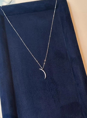 s925纯银月牙项链轻奢小众高级感