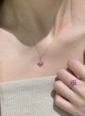 紫色四叶草戒指女优雅气质时尚