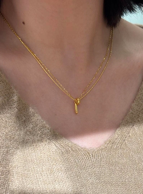 拉丝水滴双层蛇骨项链简约高级感