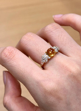 精致蛋面小雏菊戒指女小众设计