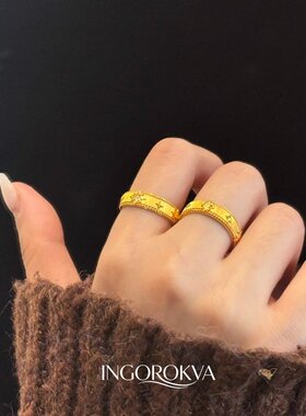 中古老钱风八芒星鸢尾花闪钻戒指