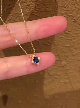 克莱因蓝菱形锆石项链女精致简约