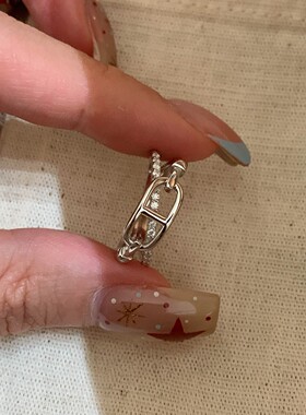 银色交叉猪鼻子戒指女轻奢小众