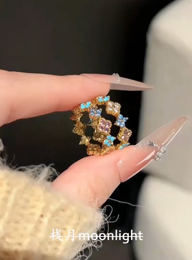 中古Vintage四叶草仿绿松石戒指