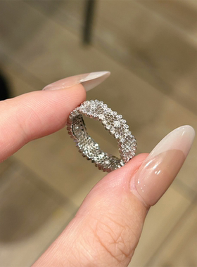 一路繁花~闪钻镂空蕾丝戒指女