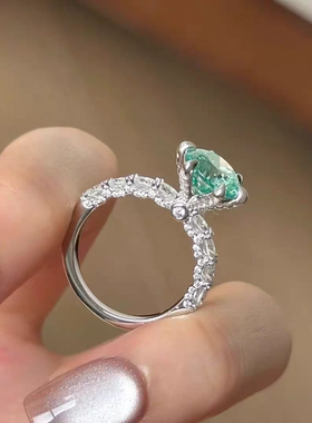 高级感帕拉伊巴绿薄荷戒指女轻奢