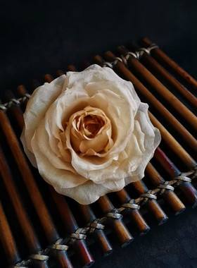 真丝烫花手作玫瑰花胸花发夹